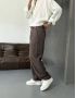 Kahve Pileli Tensel Kumaş Baggy