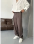 Kahve Pileli Tensel Kumaş Baggy