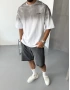 Beyaz Yıkamalı Baskı Detay T-Shirt