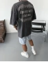 Antrasit Yıkamalı Baskılı T-Shirtt