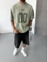 Yeşil 00 Baskı Detay Oversize T-Shirt