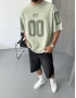 Yeşil 00 Baskı Detay Oversize T-Shirt