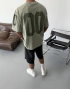 Yeşil 00 Baskı Detay Oversize T-Shirt