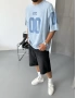 Mavi 00 Baskı Detay Oversize T-Shirt