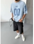 Mavi 00 Baskı Detay Oversize T-Shirt