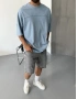 Mavi Sırt Baskılı Oversize Tshirt
