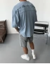 Mavi Sırt Baskılı Oversize Tshirt