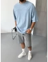Mavi Sırt Baskılı Oversize Tshirt