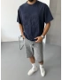 Lacivert 88 Baskılı Oversize T-Shirt