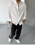 Beyaz Sırt Pile Detay Oversize Gömlek