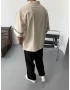 Krem Oversize Nakışlı Kısa Kollu Gömlek