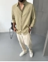 Yeşil Keten Oversize Gömlek
