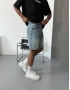 Mavi Yıkamalı Bol Kalıp Denim Şort