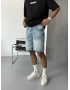 Mavi Yıkamalı Bol Kalıp Denim Şort