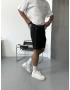 Siyah Dikiş Detay Bol Kalıp Denim Şort