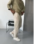 Krem Keten Çizgi Detay Boyfriend