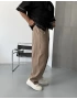 Kahve Keten Pileli Bol Kalıp Baggy