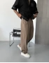 Kahve Keten Pileli Bol Kalıp Baggy