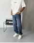 Mavi Yan Şerit Detay Denim Baggy
