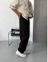 Siyah Pileli Keten Bol Kalıp Baggy