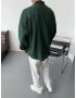 Yeşil Pamuk Keten Oversize Gömlek