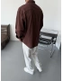Kahve Pamuk Keten Oversize Gömlek