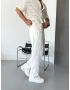 Beyaz Premium Fitilli Keten Baggy
