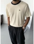 Krem 90’s Oversize Triko T-Shirt