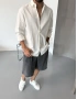 Oversize Beyaz Keten Gömlek