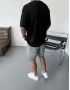 Siyah Minimal Palmiye Baskılı Oversize T-Shirt