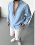 Mavi Çizgili Modal Kumaş Oversize Gömlek