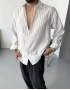 Beyaz Çizgili Modal Oversize Gömlek