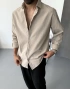 Oversize Krem Keten Gömlek