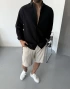 Oversize Siyah Keten Gömlek