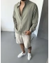 Yeşil Fresh Keten Oversize Gömlek