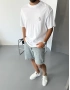 Beyaz Minimal Baskı Oversize T-Shirt