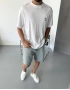 Beyaz Minimal Baskı Oversize T-Shirt