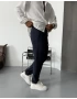 Lacivert Premium Keten Kumaş Boyfriend