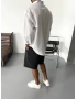 POV Baskılı Beyaz Oversize Gömlek