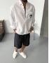 POV Baskılı Beyaz Oversize Gömlek
