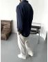 Lacivert Keten Premium Oversize Gömlek