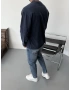 Lacivert Yıkamalı Kabartmalı Sweatshirt