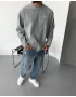 Gri Yıkamalı Kabartmalı Sweatshirt