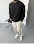 Siyah Yıkamalı Kabartmalı Sweatshirt