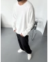 Beyaz Kesik Yaka Oversize Sweatshirt