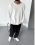 Beyaz Kesik Yaka Oversize Sweatshirt