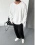 Beyaz Kesik Yaka Oversize Sweatshirt