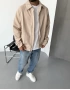 Krem Premium Fermuarlı Oversize Hırka