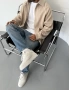 Krem Premium Fermuarlı Oversize Hırka