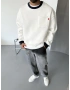Beyaz Cep Detay Oversize Sweatshirt